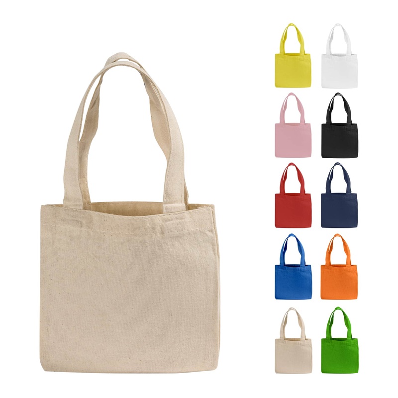 6 in Mini Cotton Tote Bag with Fabric Handles
