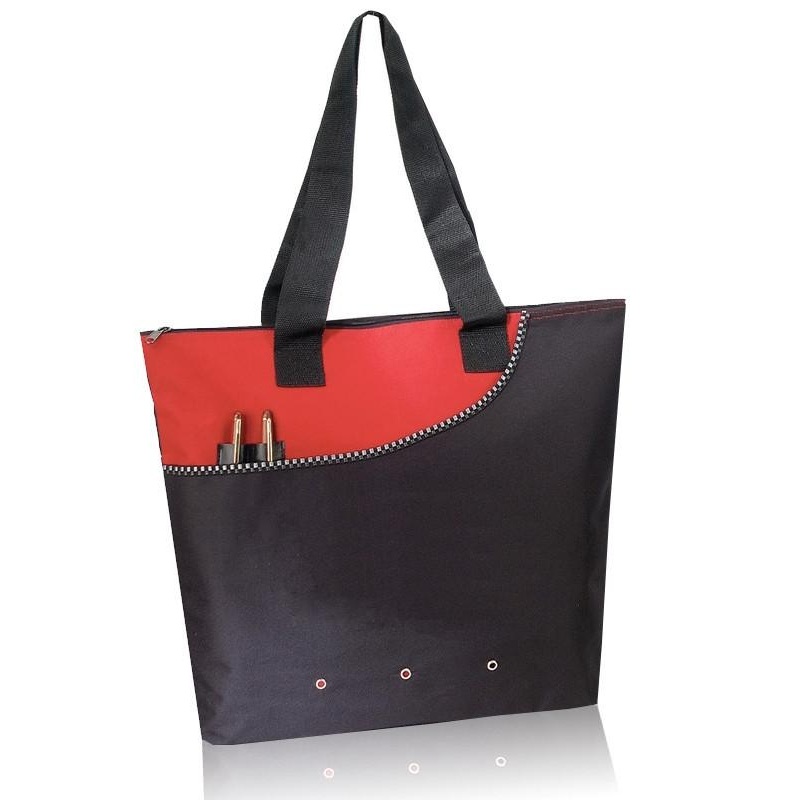 Deluxe Polyester Tote Bag with Zipper Closure (CLOSEOUT)