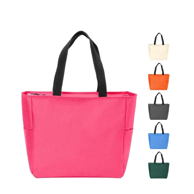 Polyester Improved Essential Tote Bags with Zippered Closure