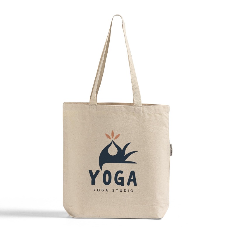 100% Organic Cotton Canvas Grocery Tote Bags W/Gusset - Organic Logo Tote Bags - OR210