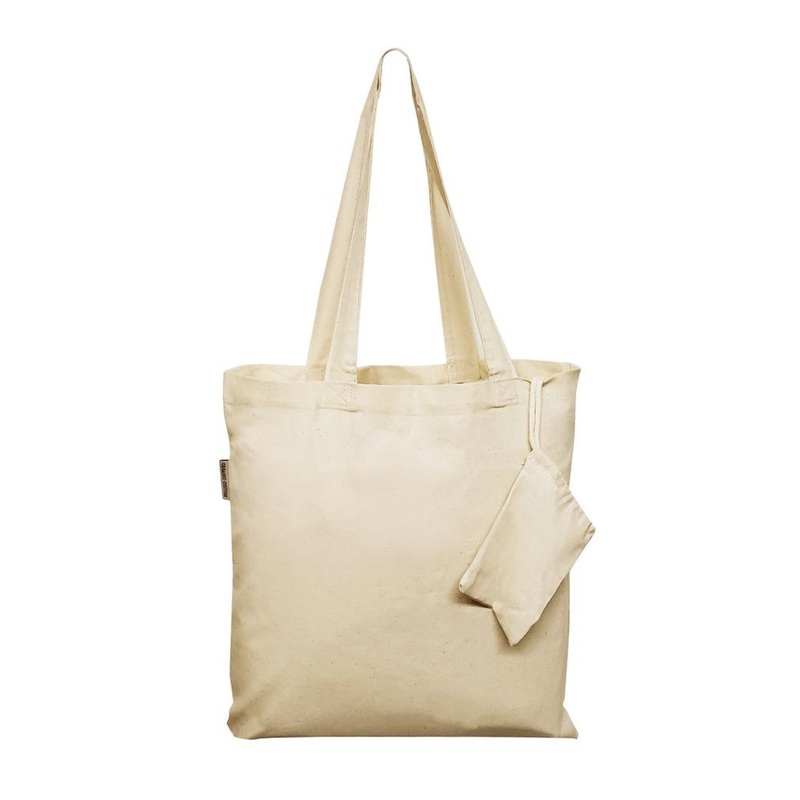 12 ct Foldable Cotton Tote Bags w/ Drawstring Pouch - By Dozen