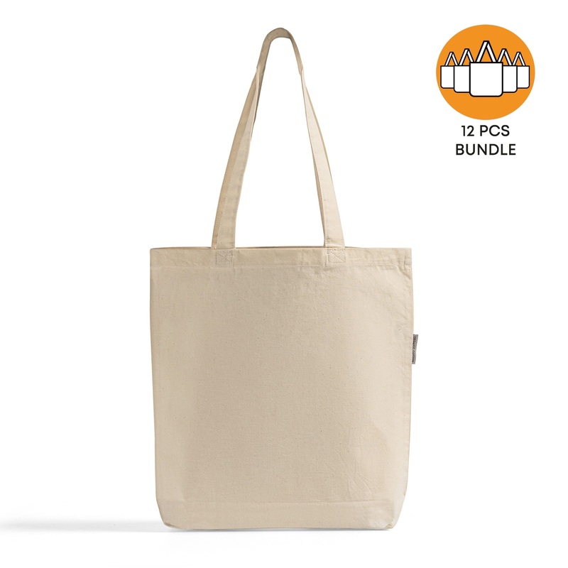 12 ct Organic Cotton Canvas Tote Bags with Gusset - By Dozen