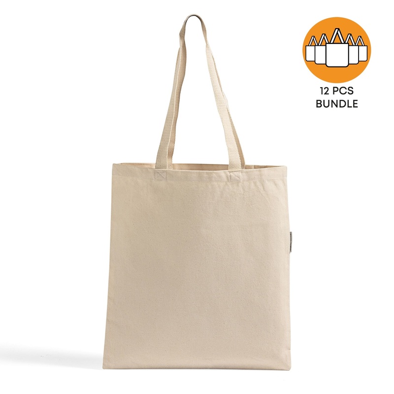 12 ct Organic Cotton Heavy Canvas Tote Bags - By Dozen