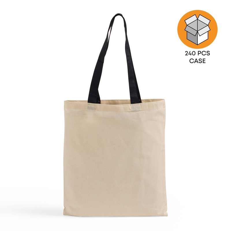 240 ct Wholesale Tote Bags With Color Handles 100% Cotton - By Case