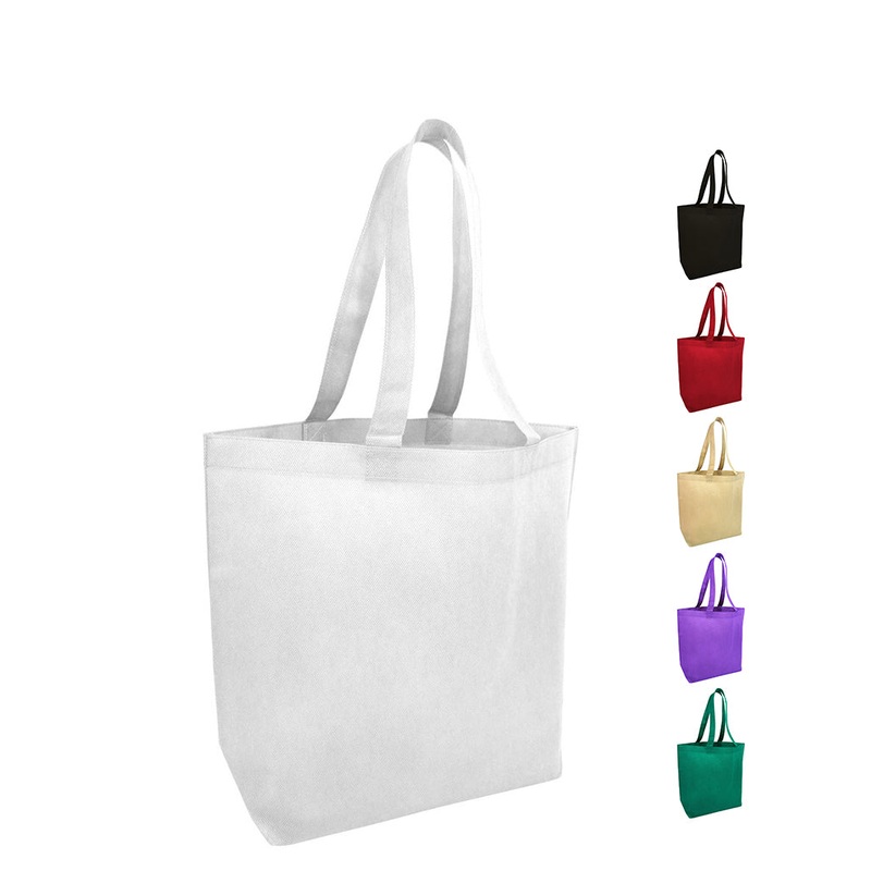 300 ct Economical Promotional Large Tote Bags with Bottom Gusset - By Case