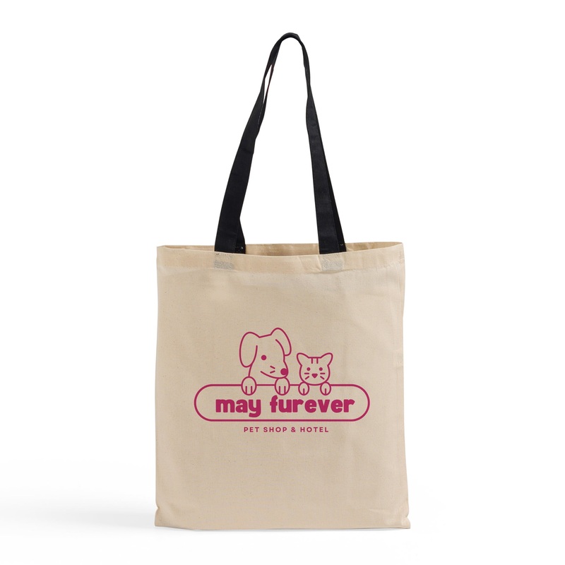 Color Handle Customized Cotton Tote Bags / Promo Logo Tote Bags Two Tone - TB160