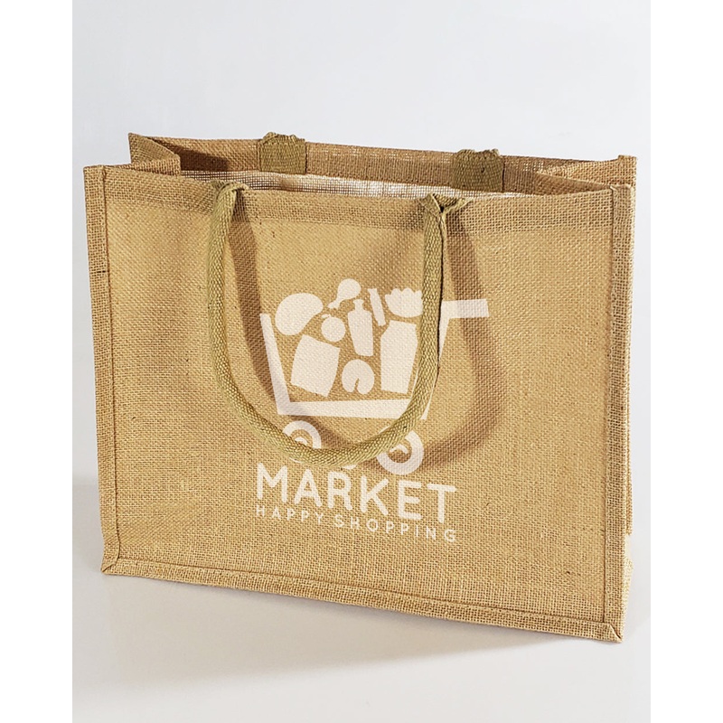 Large Burlap Shopping Tote Bags - Customized Logo Jute Tote Bags - TJ889