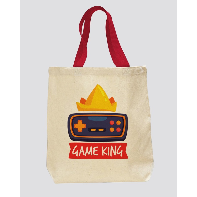 Red Handle Canvas Tote Bags Custom Logo - Personalized Canvas Tote Bags