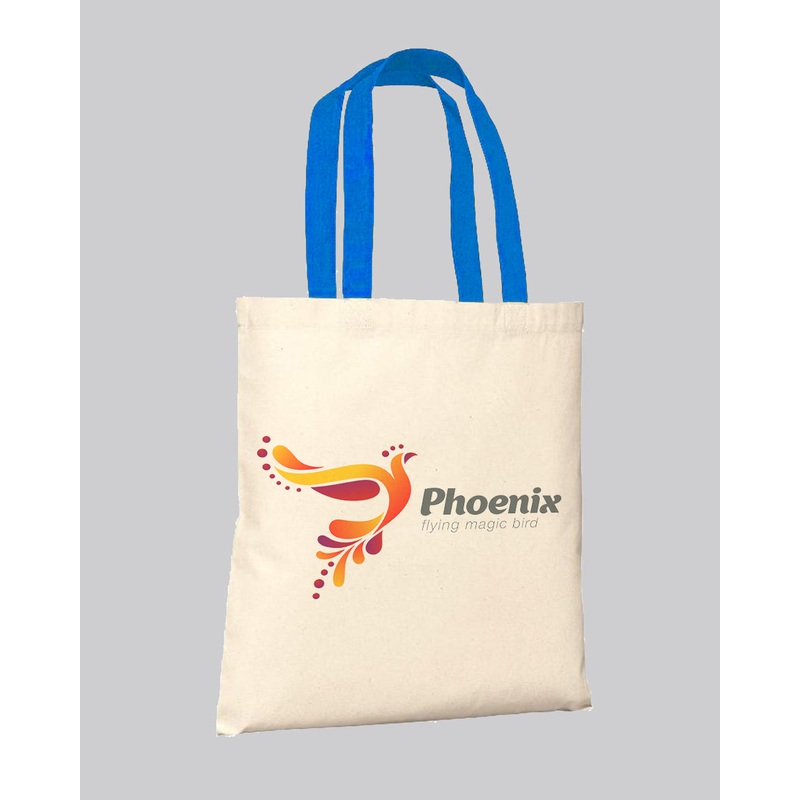 Royal/Natural Color Handle Customized Tote Bags - Promo Logo Tote Bags Two Tone