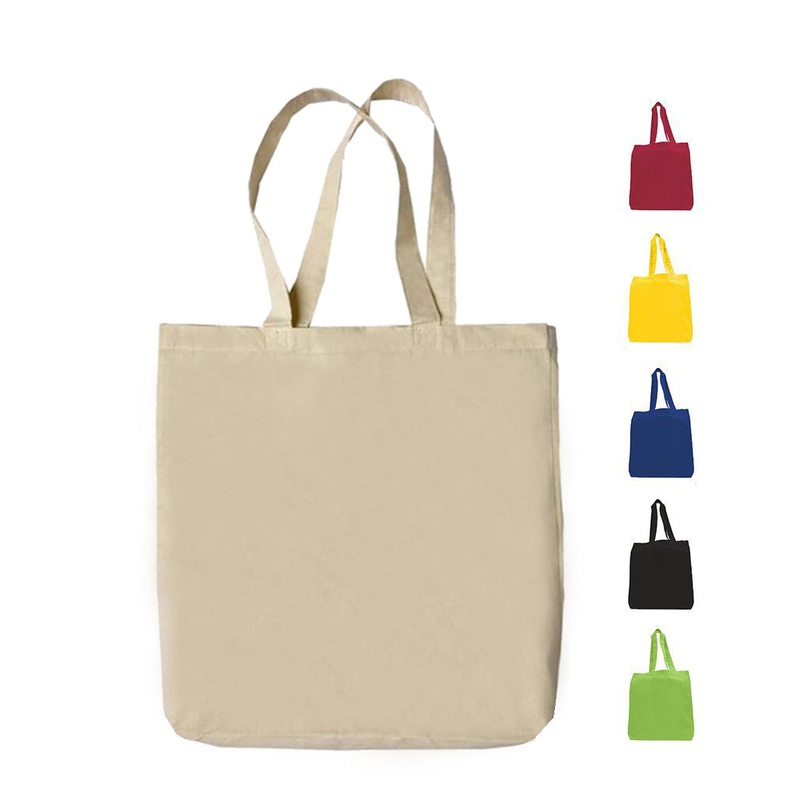 12 ct Economical 100% Cotton Tote Bags with Bottom Gusset - By Dozen