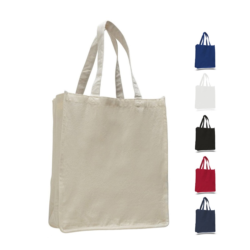 12 ct Jumbo Size Heavy Canvas Wide Shopper Tote Bag - By Dozen