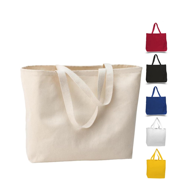 12 ct Large Canvas Wholesale Tote Bag with Long Web Handles - By Dozen