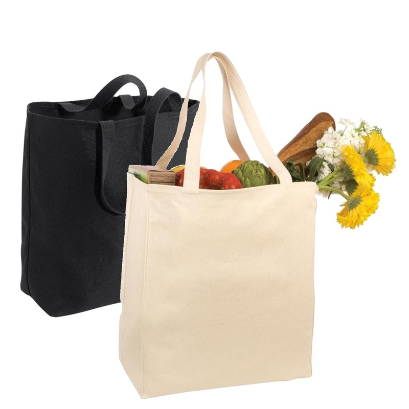 12 ct Over-the-Shoulder Cotton Twill Grocery Tote Bag - By Dozen