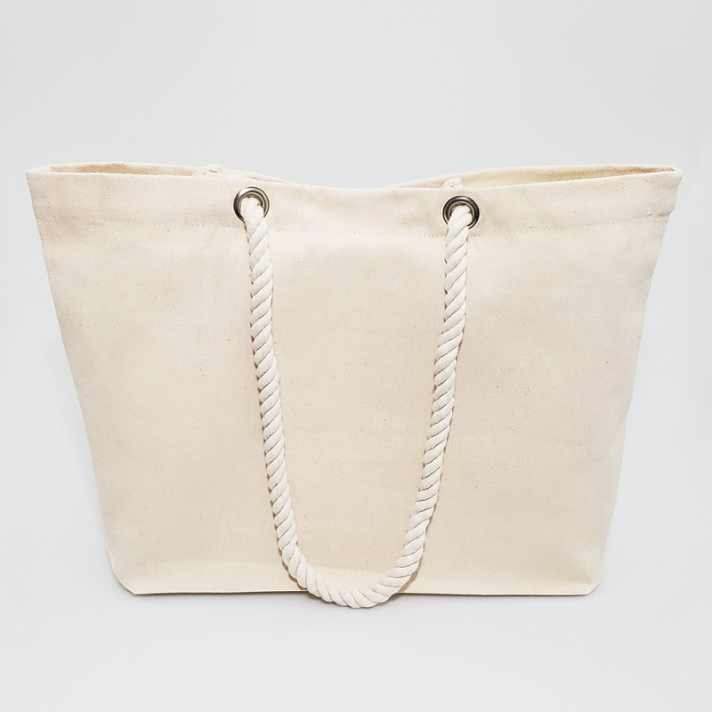 48 ct Large Canvas Beach Tote Bag with Fancy Rope Handles - By Case