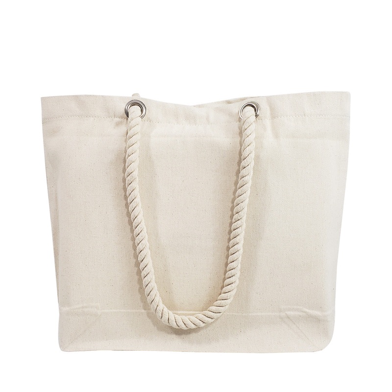 6 ct Canvas Beach Tote Bag with Fancy Rope Handles- By Bundle