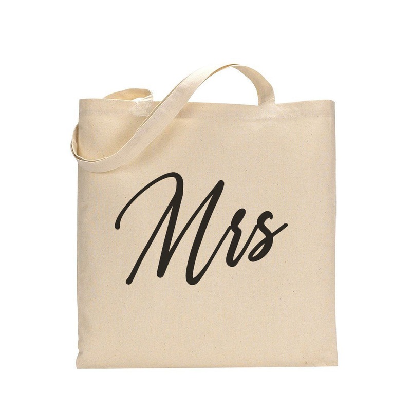 Black Color Mrs Tote Bag - Bridal-Wedding Tote Bags