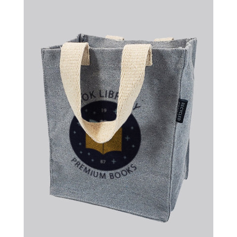 Custom Recycled Canvas Book Bag with Full Gusset - Recycled Tote Bags With Your Logo - RC864
