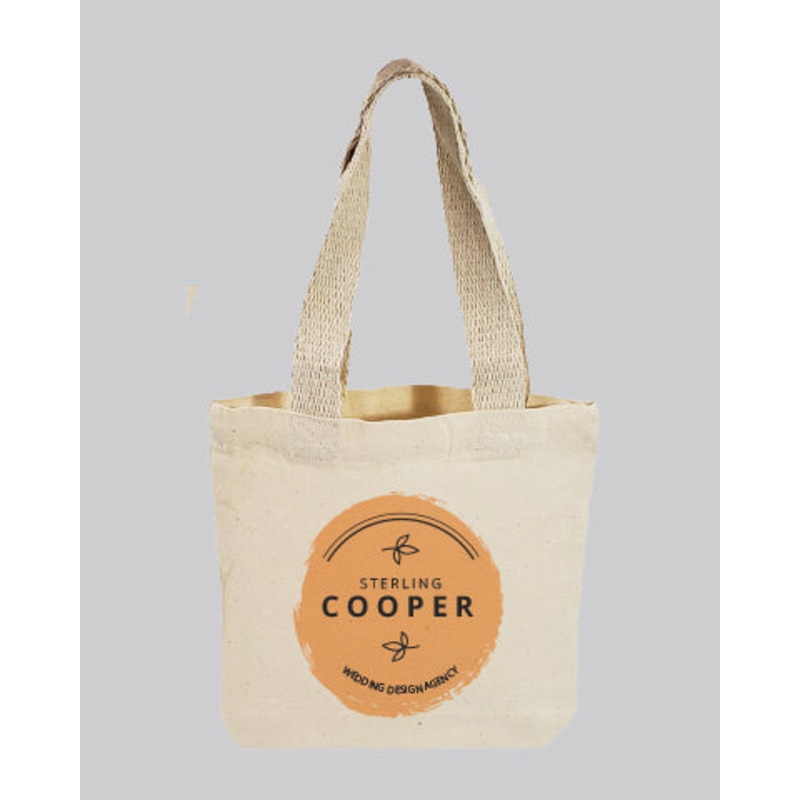 Customized 8 in Mini Cotton Canvas Gift Tote Bags - Gift Tote Bags with Your Logo - TC208