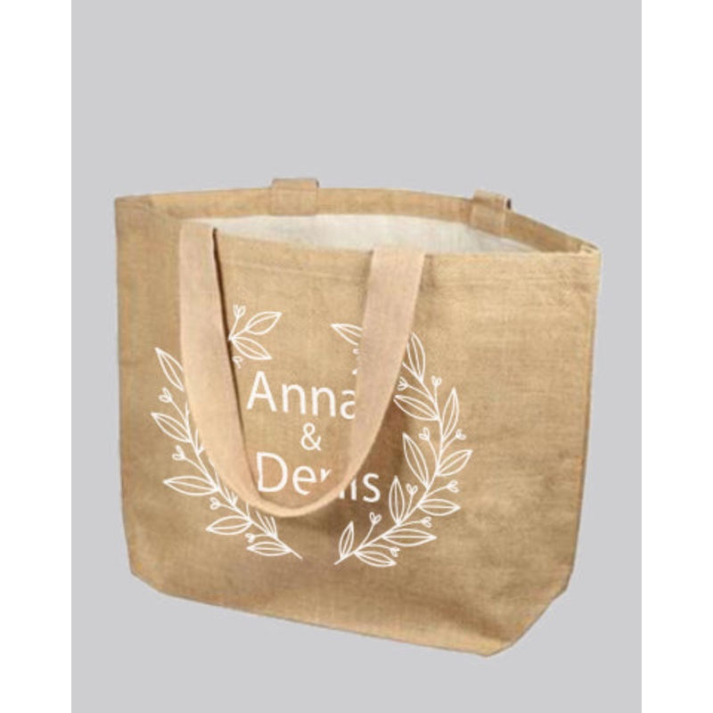 Customized Deluxe Jute Burlap Tote Bags with Cotton Interior Customized - Personalized Jute Burlap With Your Logo - TJ894