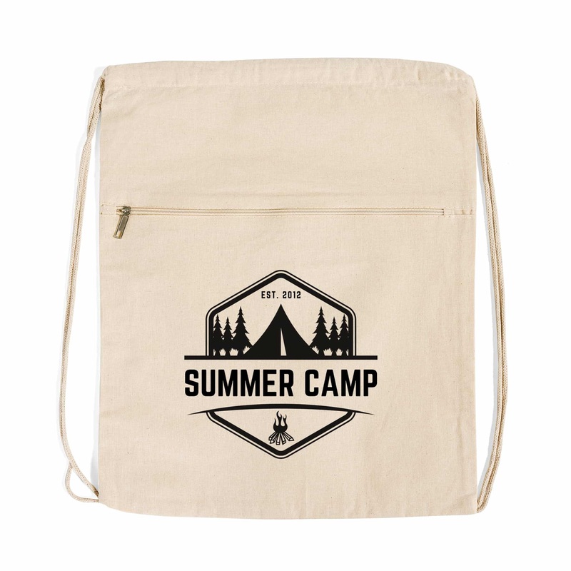 Customized Zippered Cotton Canvas Drawstring Bag - Personalized Drawstring With Your Logo