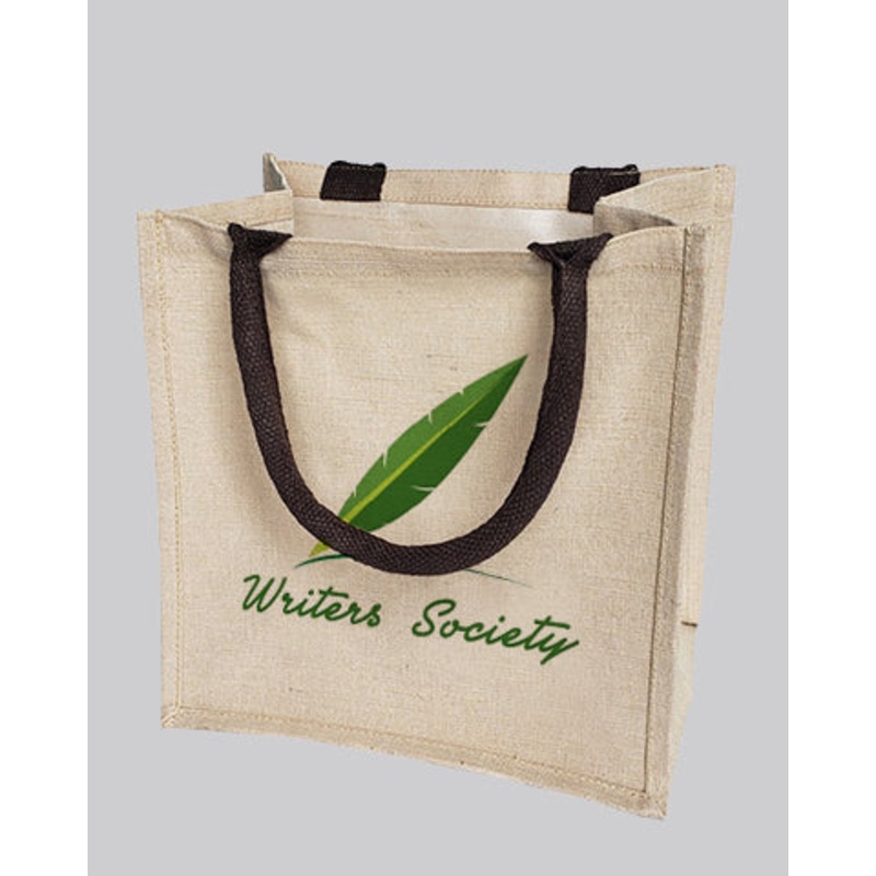 Cute Burlap Bags Customized - Personalized JuCo Totes With Your Logo - TJ890