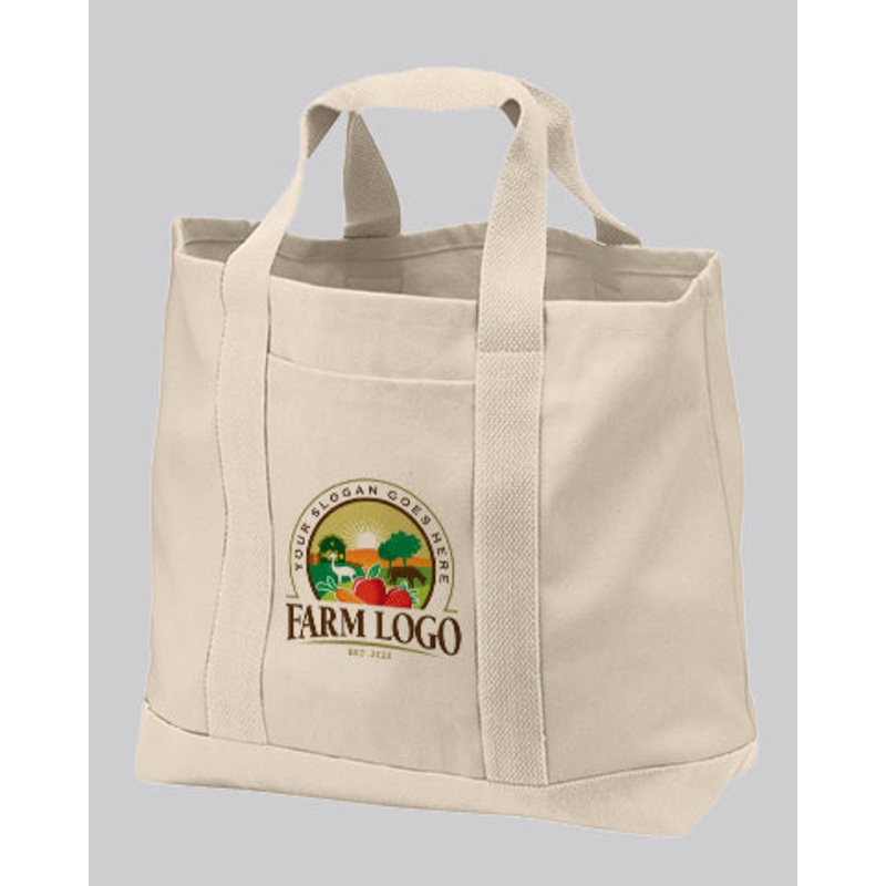 Heavy Canvas Twill Two Tone Shopping Tote Bags Customized - Personalized Tote Bags With Your Logo - TF285