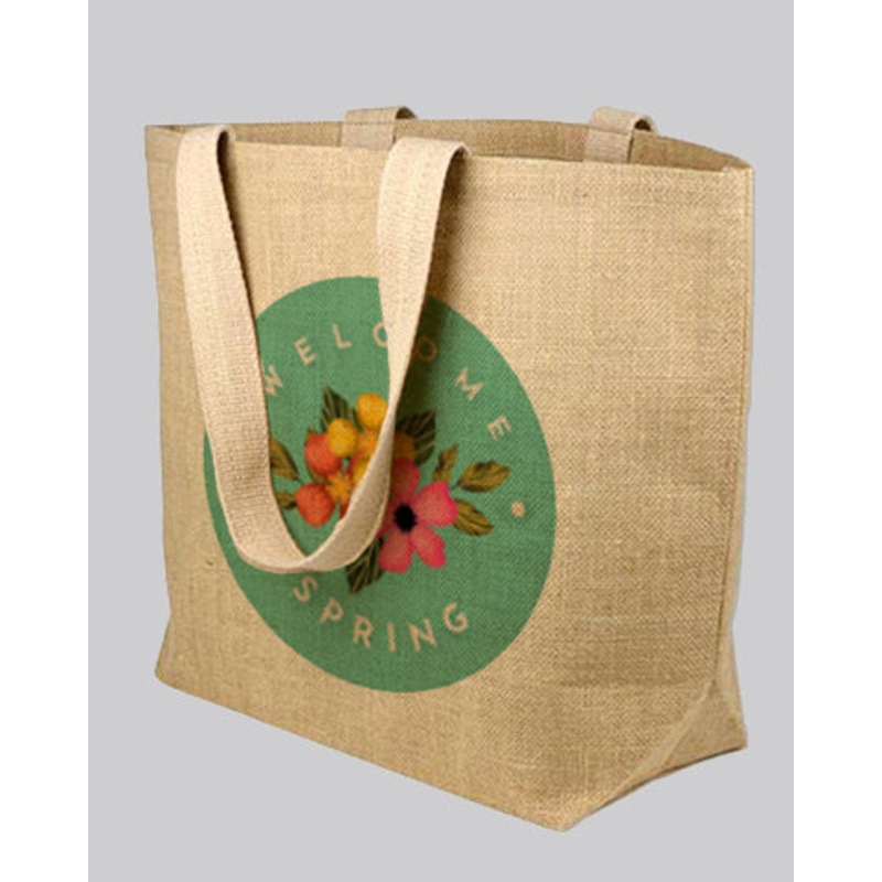 Large Jute Beach Bag Customized - Personalized Large Jute With Your Logo - TJ896