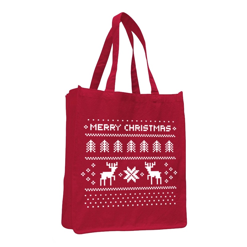 Merry Christmas Jumbo Size Heavy Canvas Tote Bag