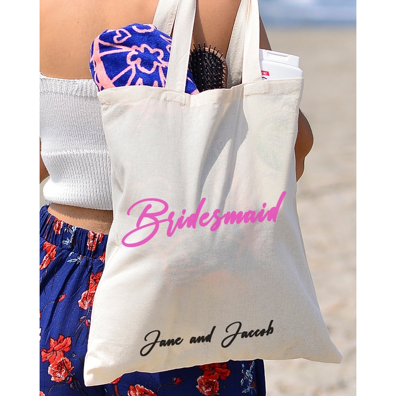 Pink Color Bridesmaid Tote Bag - Bridal-Wedding Tote Bags