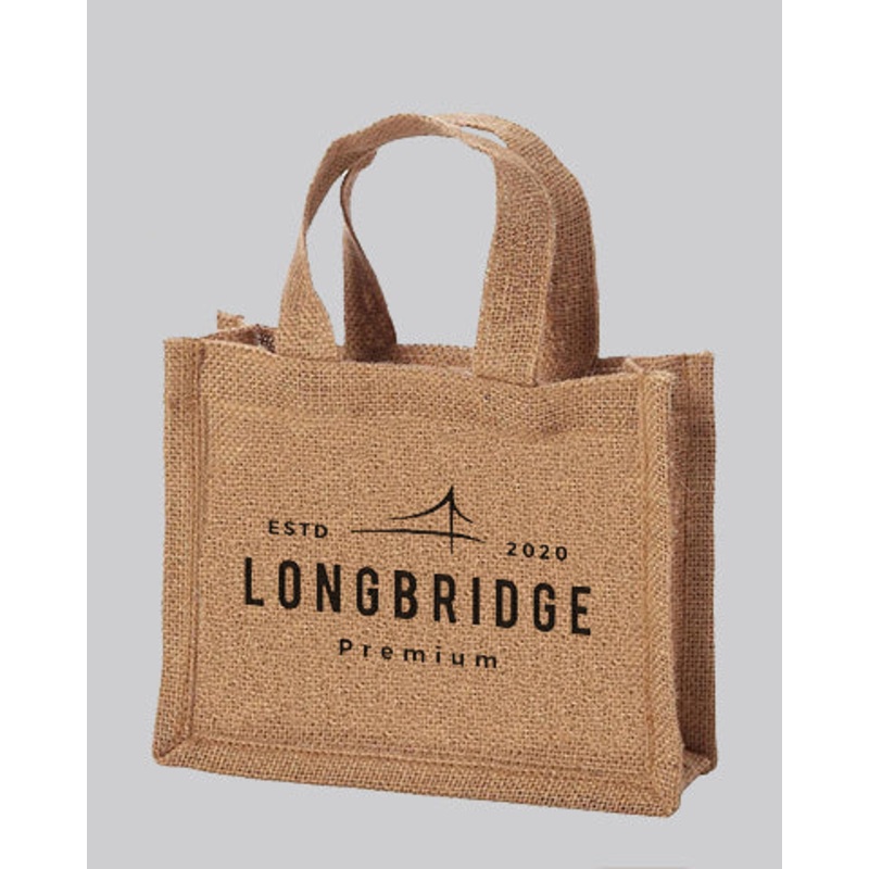 Small Burlap Party Favor Bags Customized - Personalized Small Burlap With Your Logo - TJ767