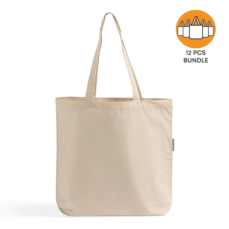 12 ct Over-the-Shoulder Grocery Tote Bags 100% Cotton - By Dozen