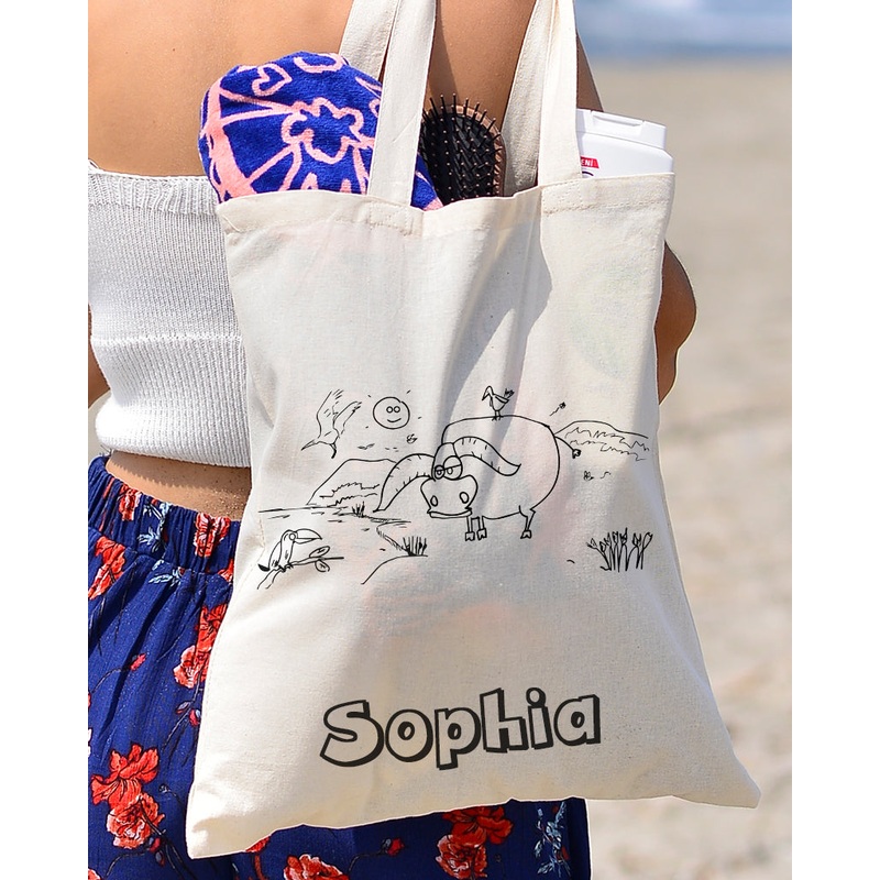 Black Color Lake Tote Bag (Advance Level) - Coloring-Painting Bags for Kids