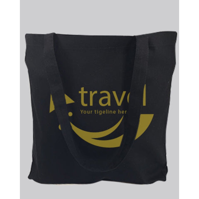 Black Color Large Size Value Customized Canvas Tote Bag / Personalized Long Handles Canvas Bag - TG219