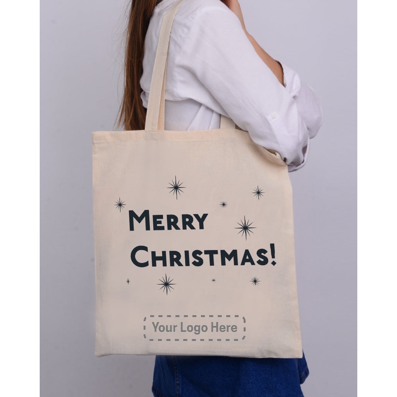 Black Color Stars Merry Christmas Tote Bag - Christmas Bags