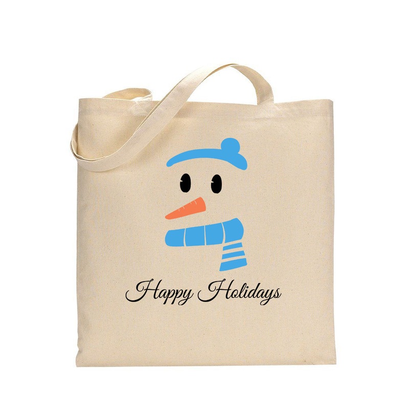 Blue Snowman Merry Christmas Tote Bag - Christmas Bags