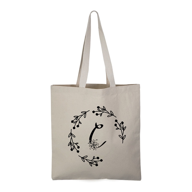 ''C'' Letter Initial Canvas Tote Bag - Initials Bags