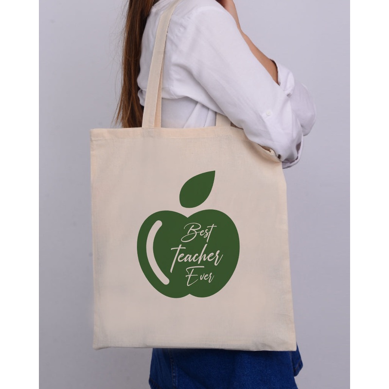 Green Apple Customizable Tote Bag- Teacher's Tote Bags