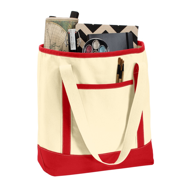 Heavy Canvas Large Two-tone Tote Bag