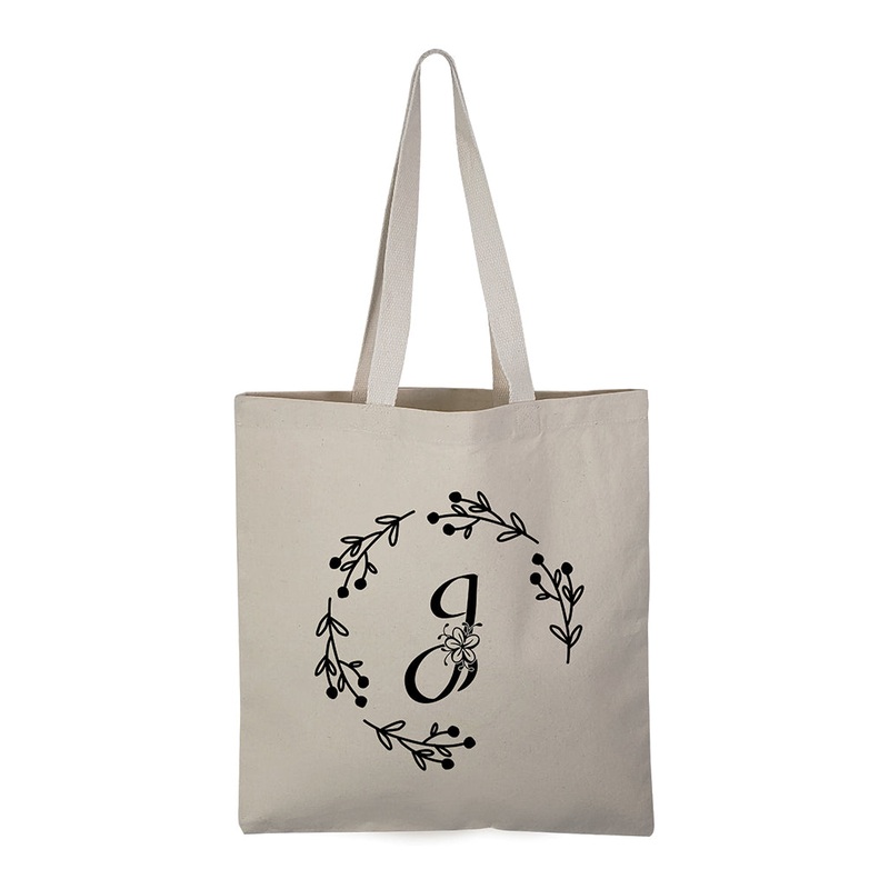 ''J'' Letter Initial Canvas Tote Bag - Initials Bags