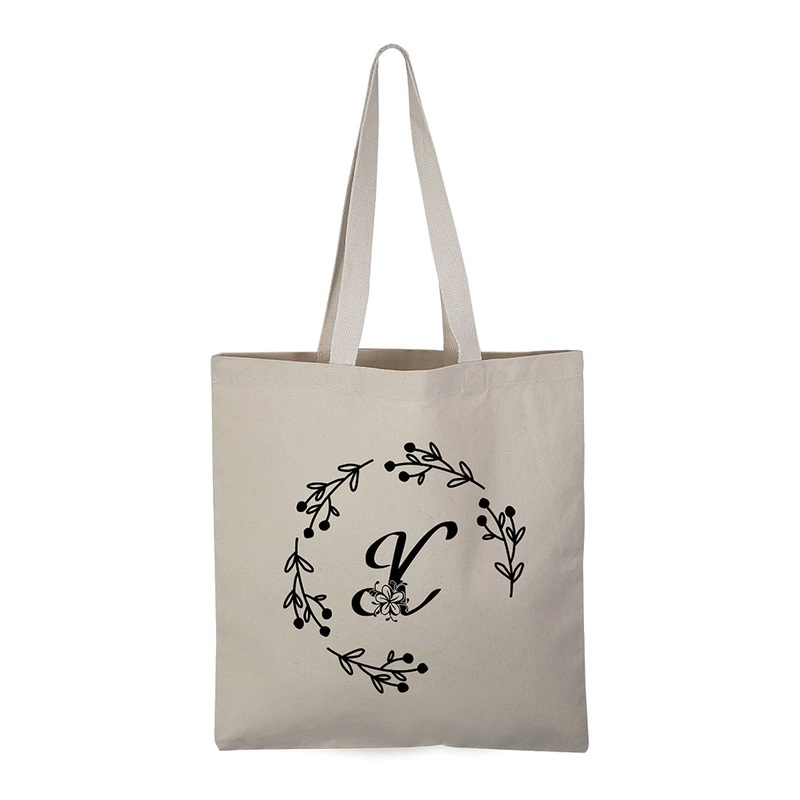 ''K'' Letter Initial Canvas Tote Bag - Initials Bags