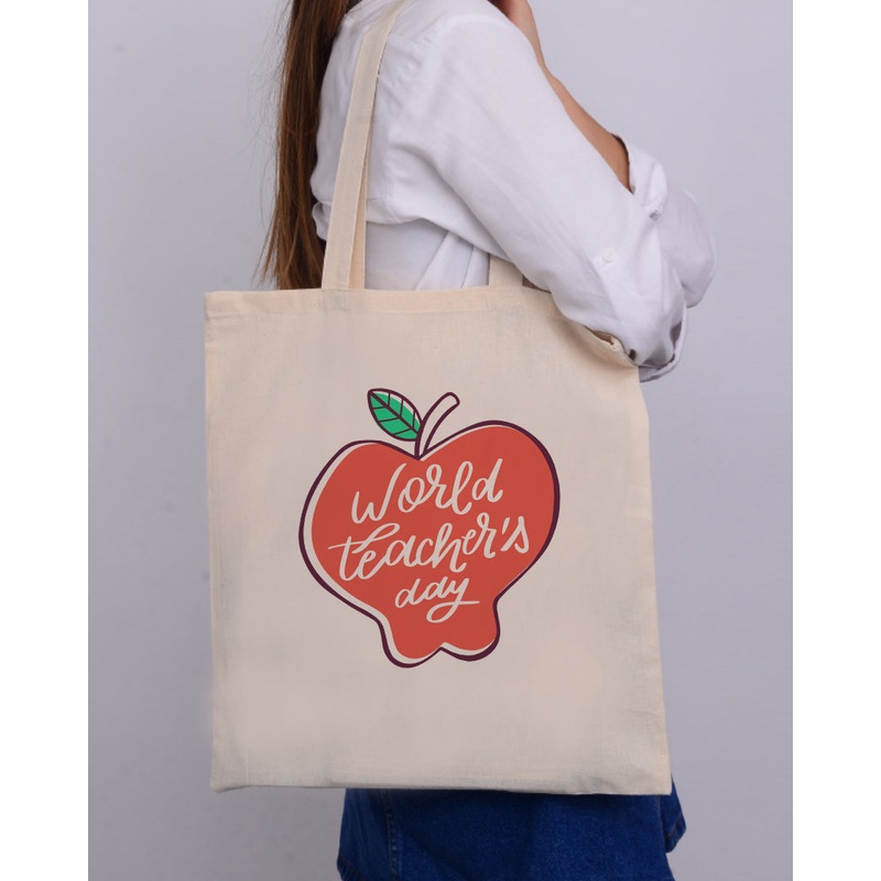 Modern Apple Customizable Tote Bag- Teacher's Tote Bags