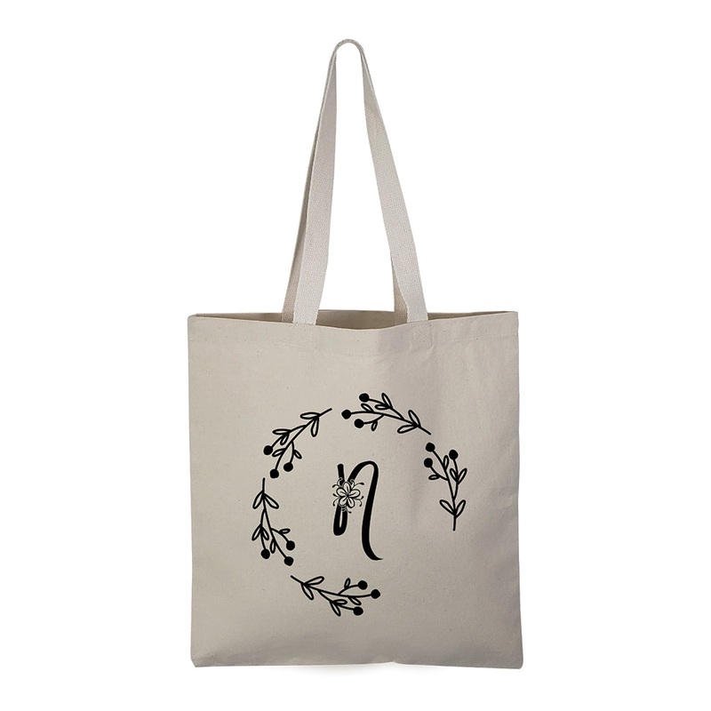 ''N'' Letter Initial Canvas Tote Bag - Initials Bags