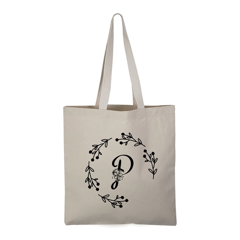 ''P'' Letter Initial Canvas Tote Bag - Initials Bags