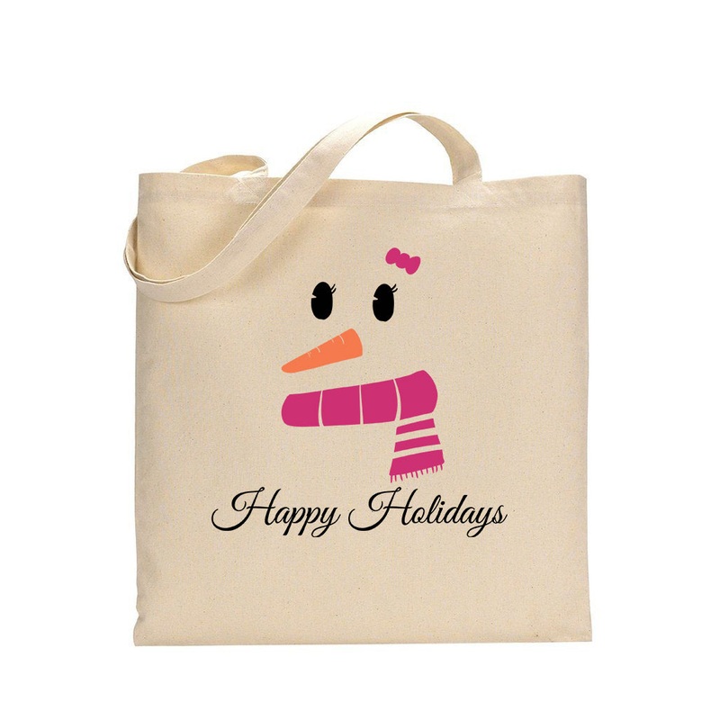 Pink Snowman Merry Christmas Tote Bag - Christmas Bags