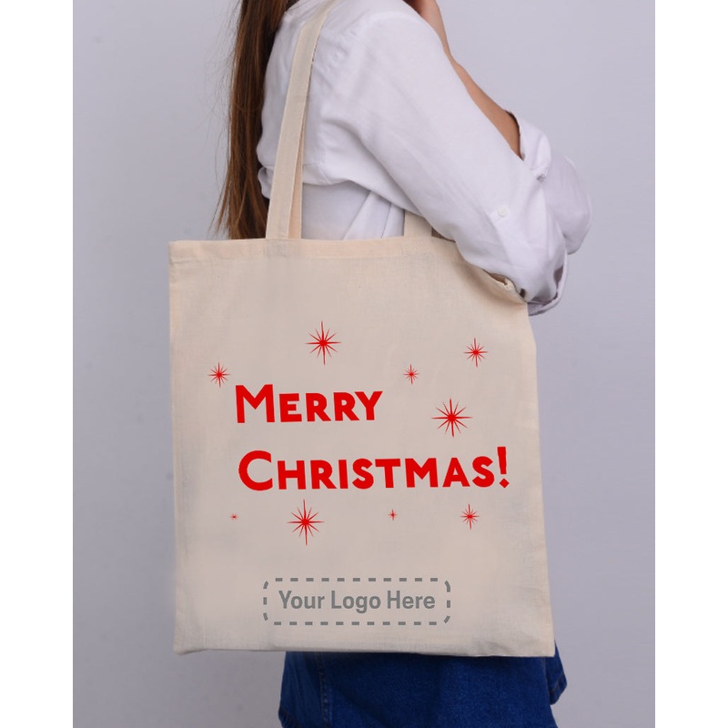 Red Color Stars Merry Christmas Tote Bag - Christmas Bags