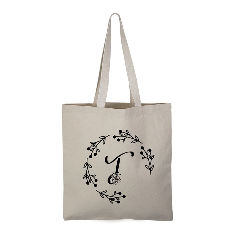 ''T'' Letter Initial Canvas Tote Bag - Initials Bags