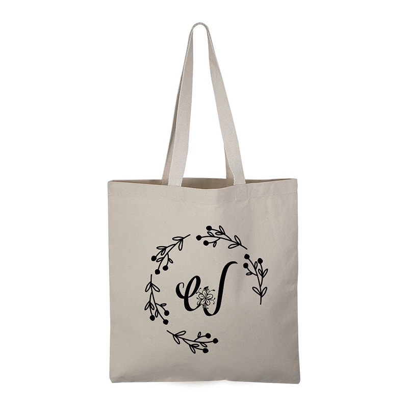 ''W'' Letter Initial Canvas Tote Bag - Initials Bags