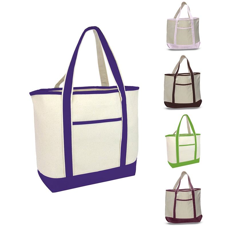12 ct Jumbo Size Heavy Canvas Deluxe Tote Bag - By Dozen - Alternative Colors