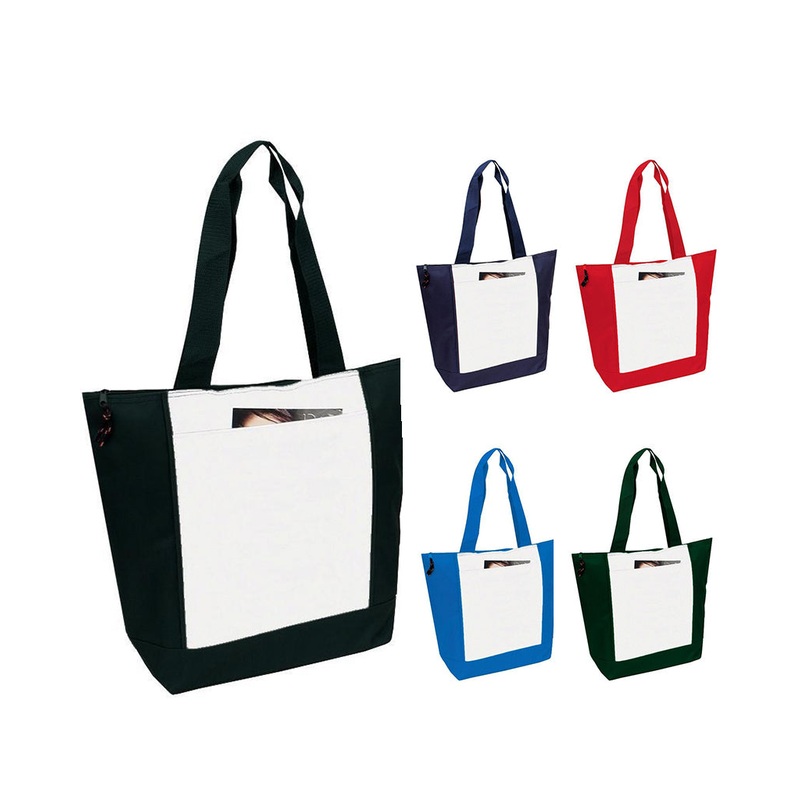6 ct 600D Polyester Deluxe Zipper Tote Bag - By Bundle