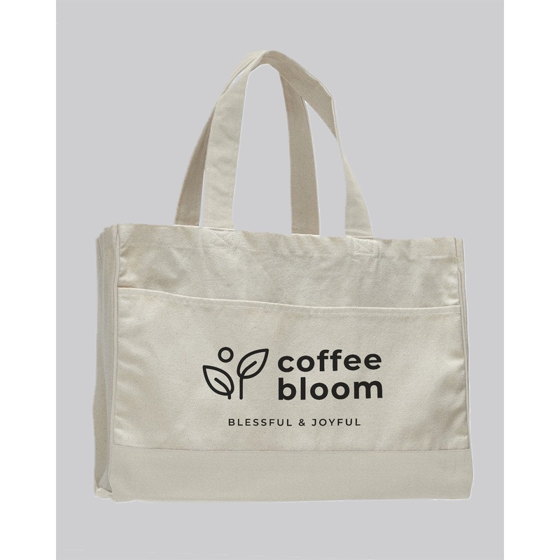 Customized Cotton Canvas Tote Bag with Inside Zipper Pocket - Personalized Tote Bags With Your Logo - TF214